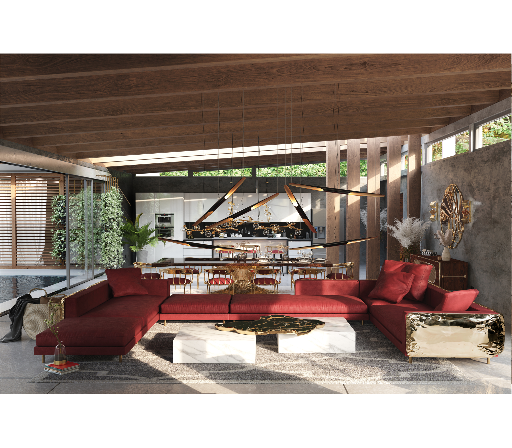 IMPERFECTIO BLACK MODULAR Luxury brass SOFA