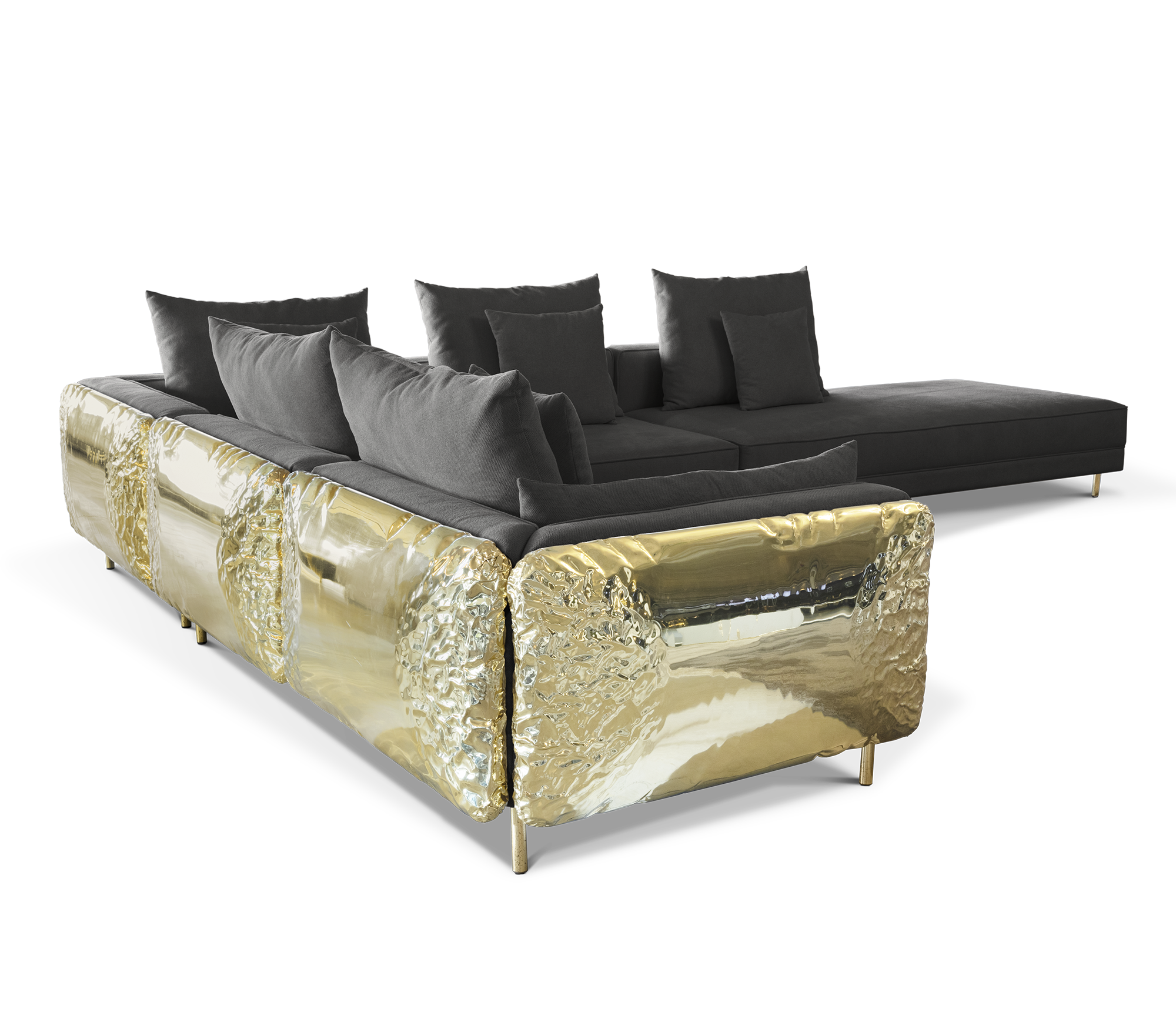 IMPERFECTIO BLACK MODULAR Luxury brass SOFA