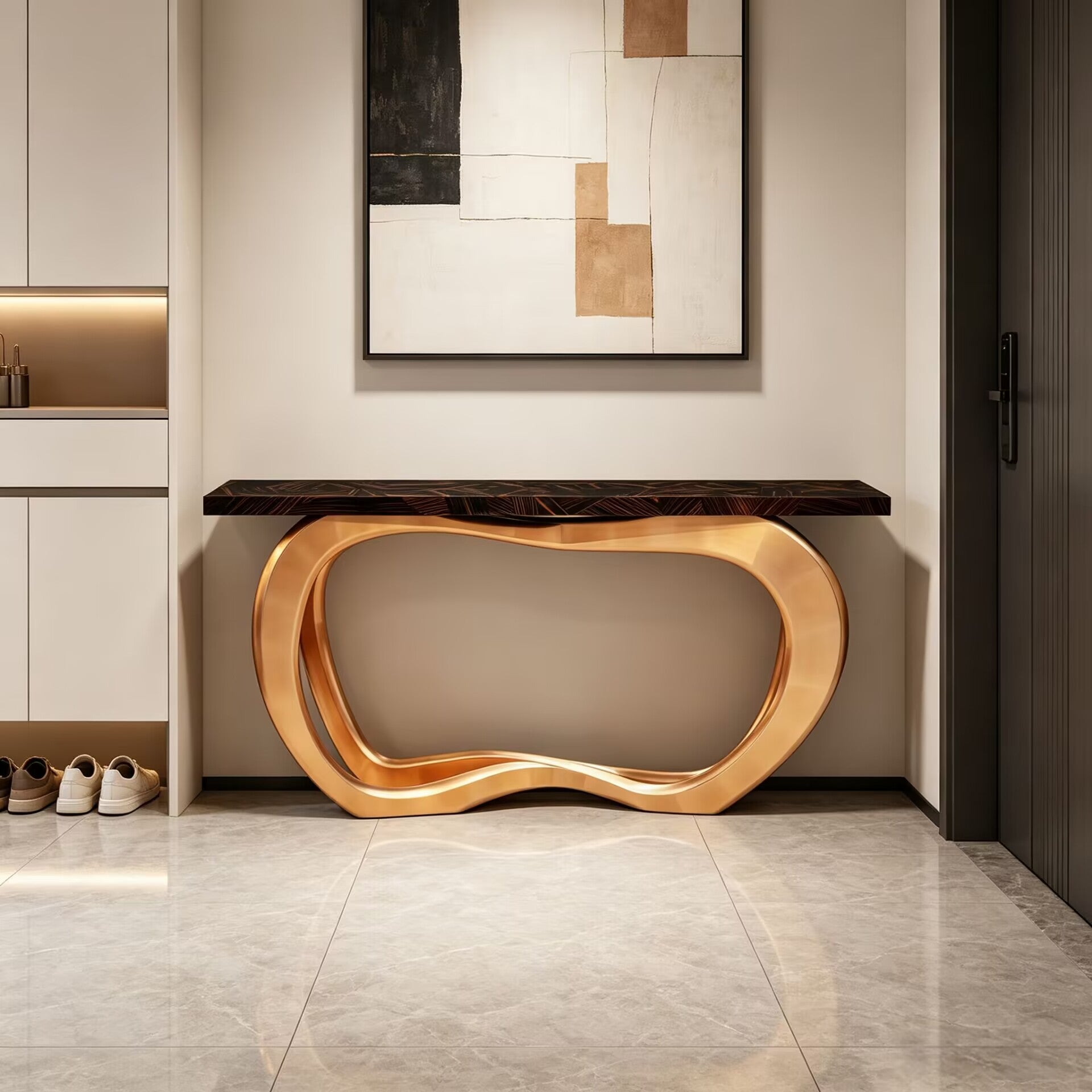 Infinity Irregular Metal Designer Minimalist Solid Wood Console