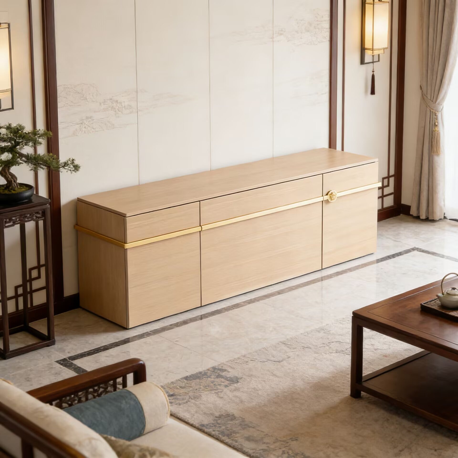 Iconic Buffet Italian Upscale Minimalism Solid Wood Custom Sideboard
