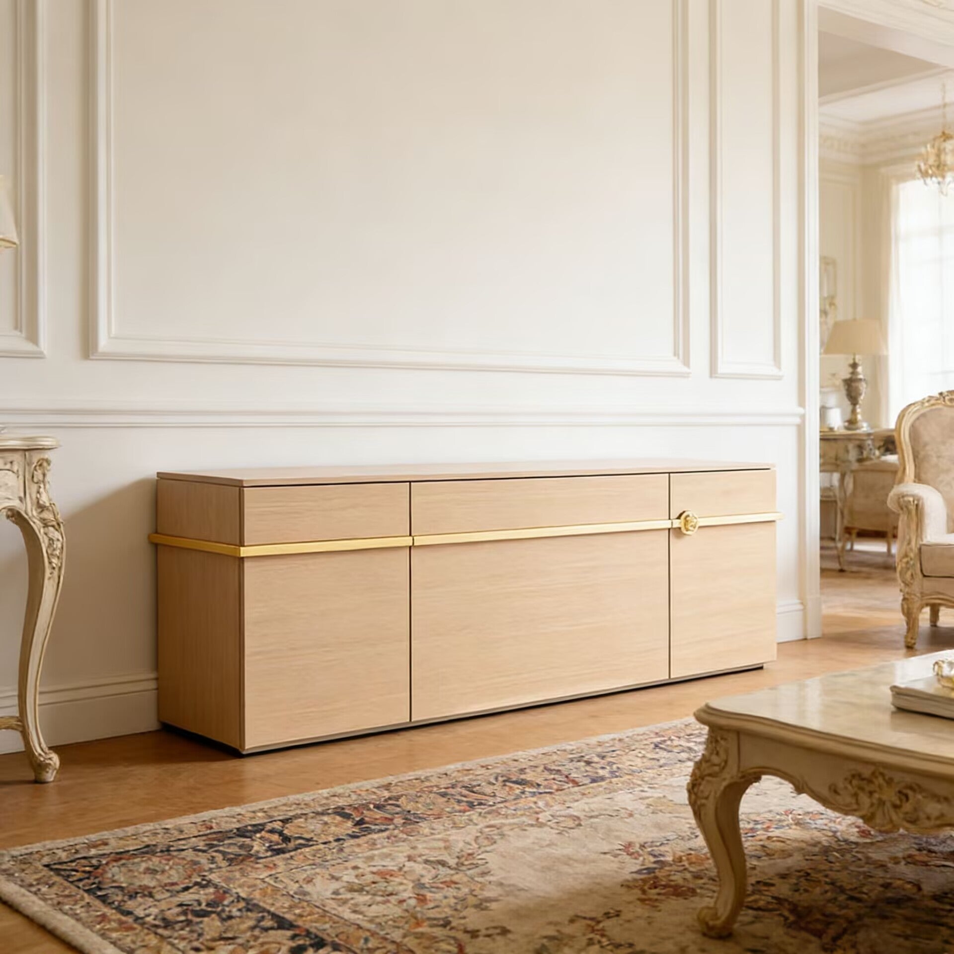 Iconic Buffet Italian Upscale Minimalism Solid Wood Custom Sideboard