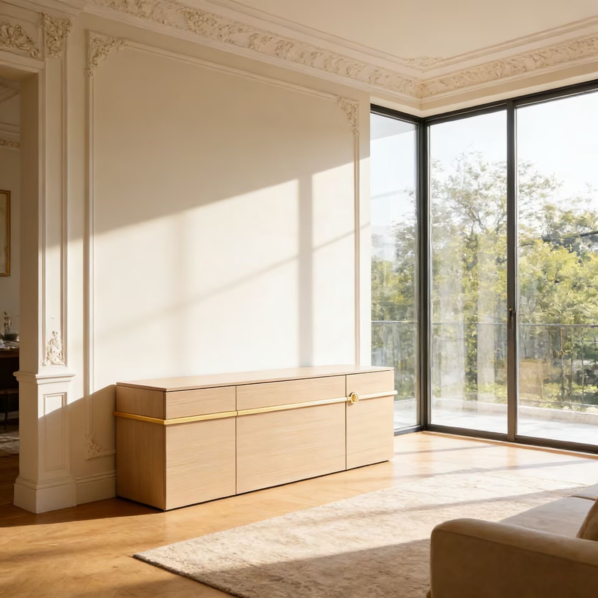 Iconic Buffet Italian Upscale Minimalism Solid Wood Custom Sideboard