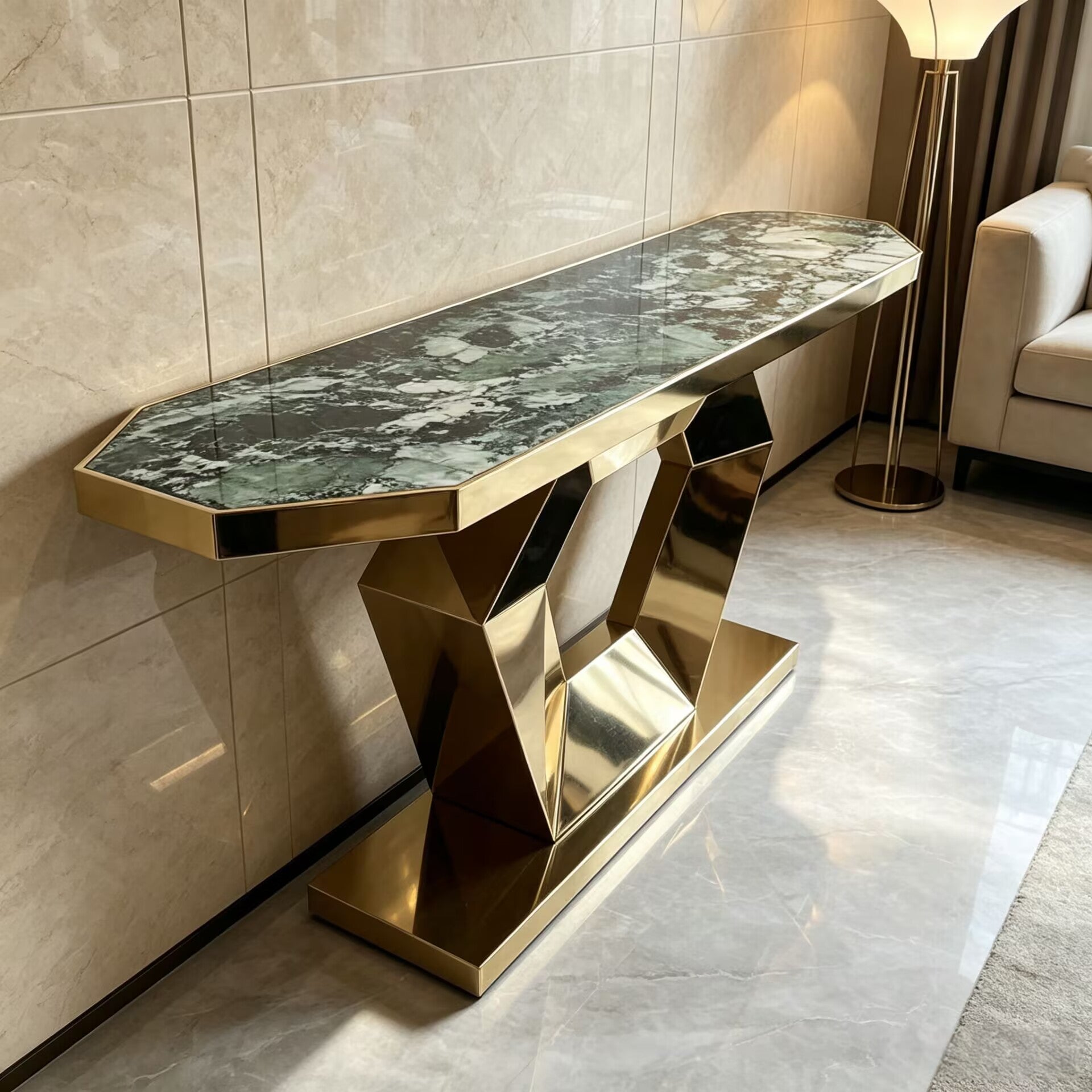 Infinity Italian Artistic Metal Minimalist Customize Marble Console