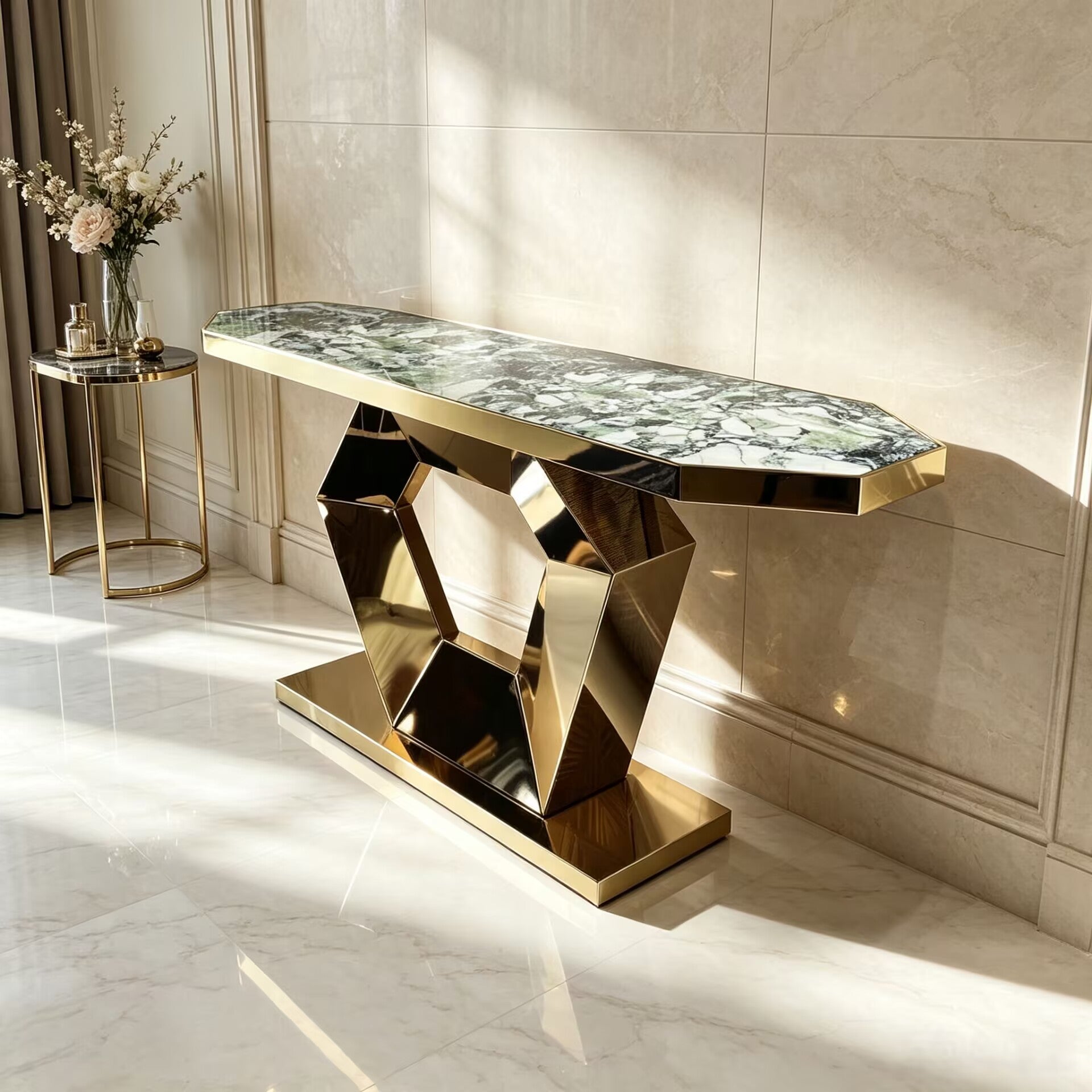 Infinity Italian Artistic Metal Minimalist Customize Marble Console