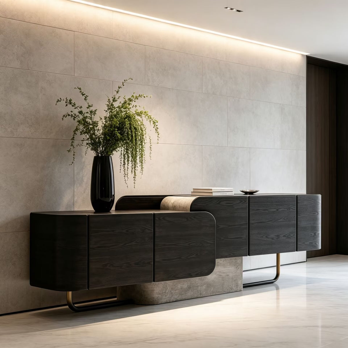 Itame Modern Minimalist Stone Creativity Solid Wood Sideboard