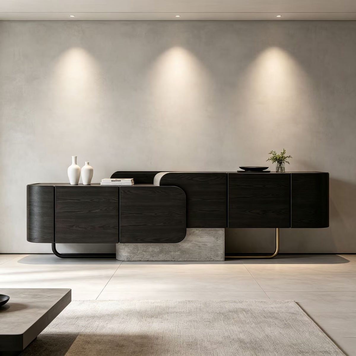 Itame Modern Minimalist Stone Creativity Solid Wood Sideboard