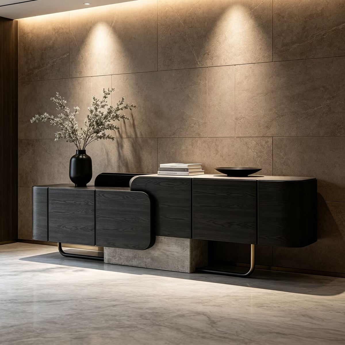 Itame Modern Minimalist Stone Creativity Solid Wood Sideboard
