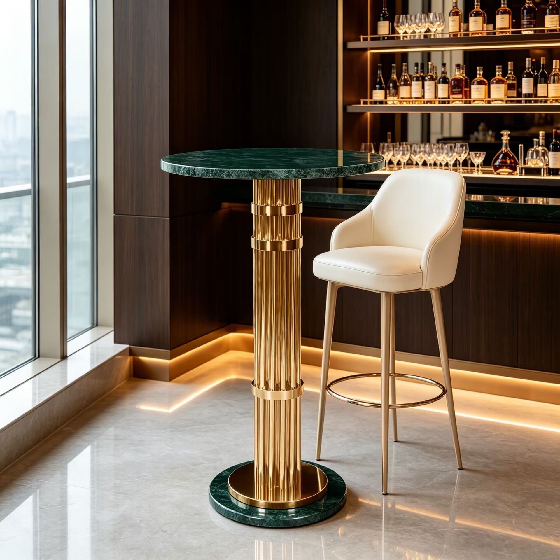 Janis High Quality Artistic Metal Upscale Marble Customize Bar Table