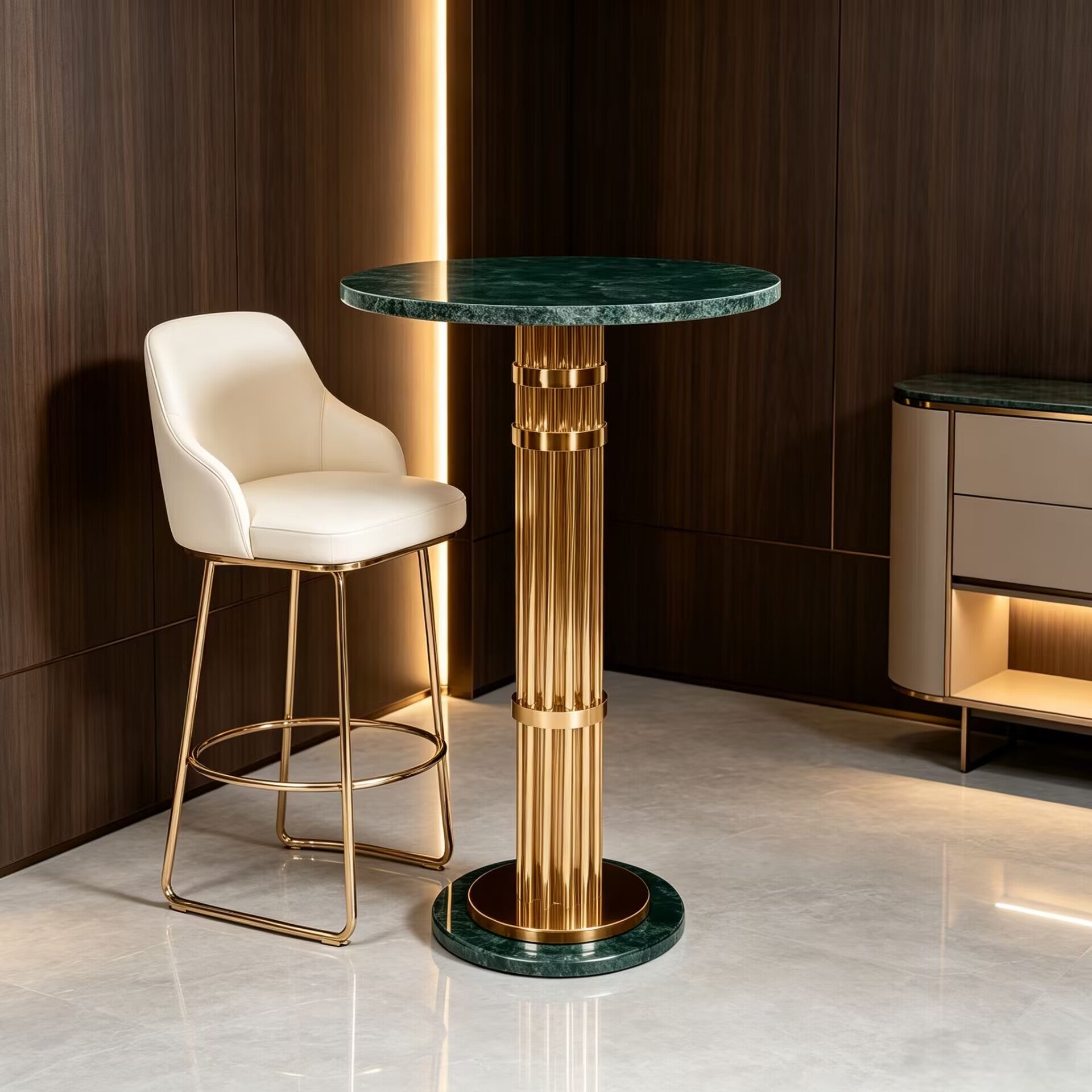 Janis High Quality Artistic Metal Upscale Marble Customize Bar Table