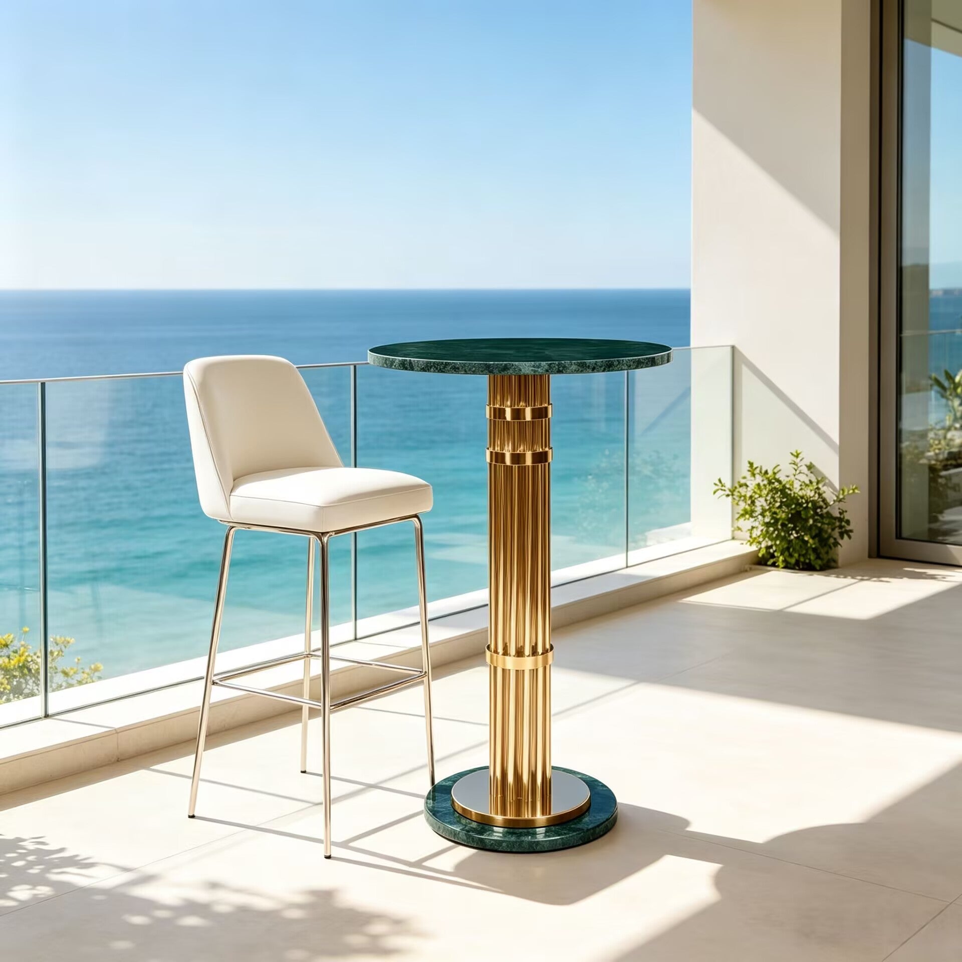 Janis High Quality Artistic Metal Upscale Marble Customize Bar Table