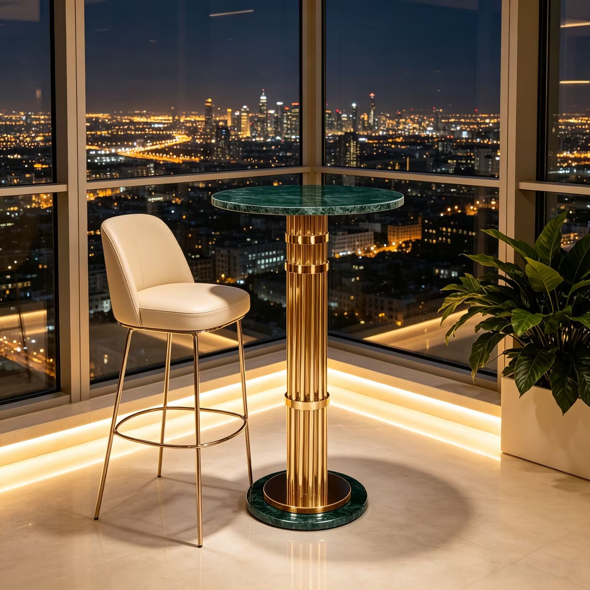 Janis High Quality Artistic Metal Upscale Marble Customize Bar Table