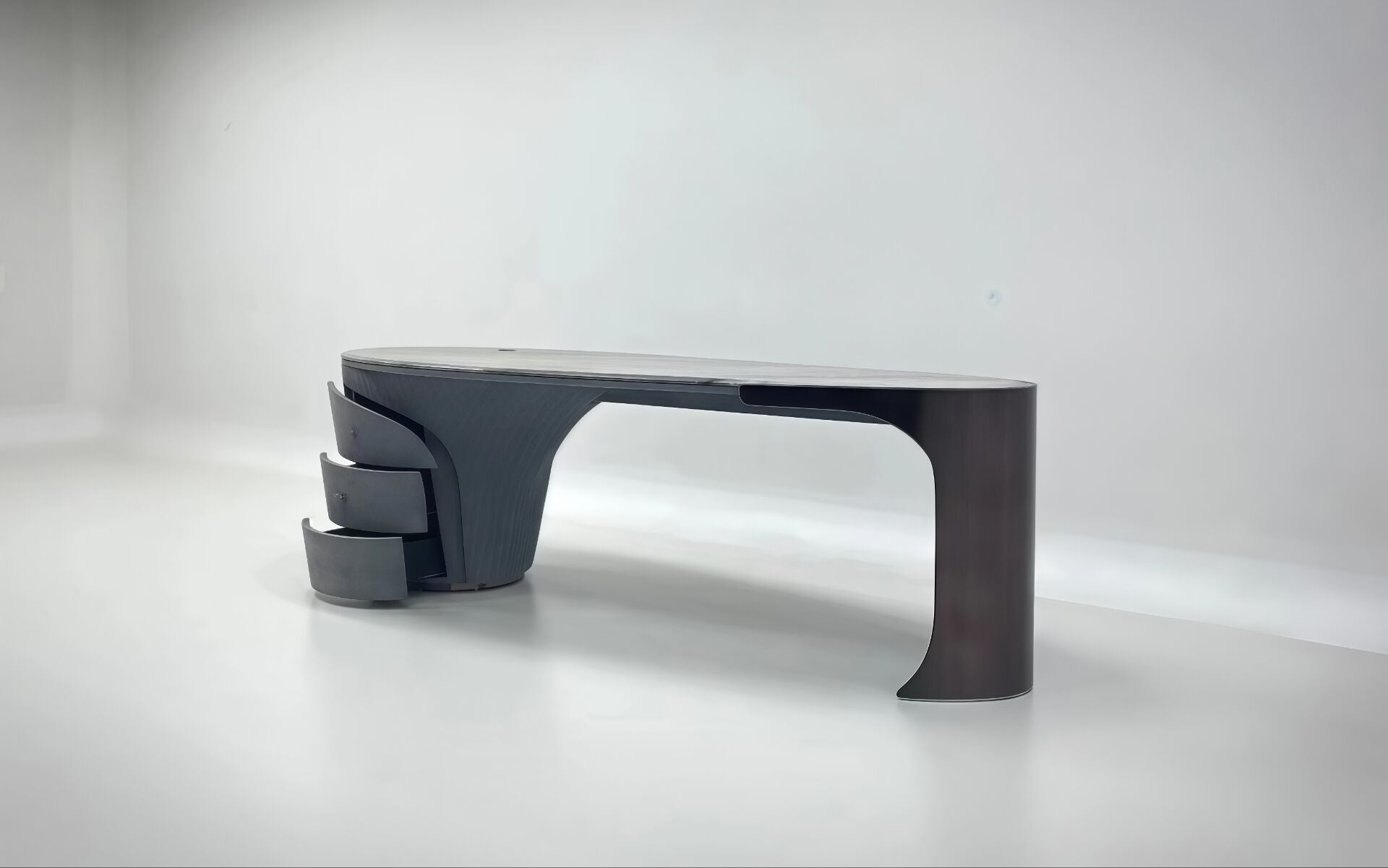 Jet Plane Natural Marble Luxurious Minimalist Leather Writing Desk