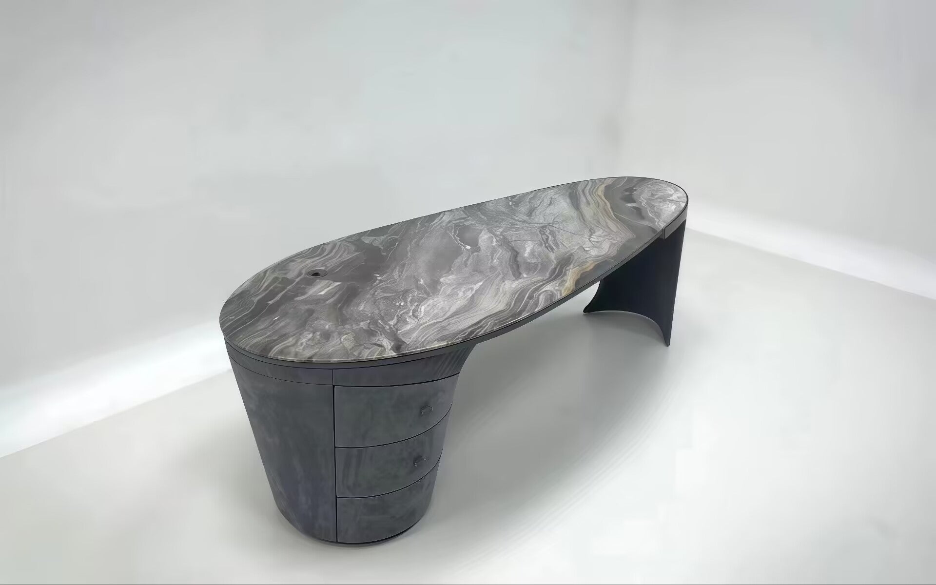 Jet Plane Natural Marble Luxurious Minimalist Leather Writing Desk