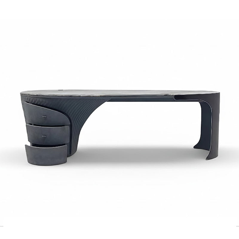 Jet Plane Natural Marble Luxurious Minimalist Leather Writing Desk
