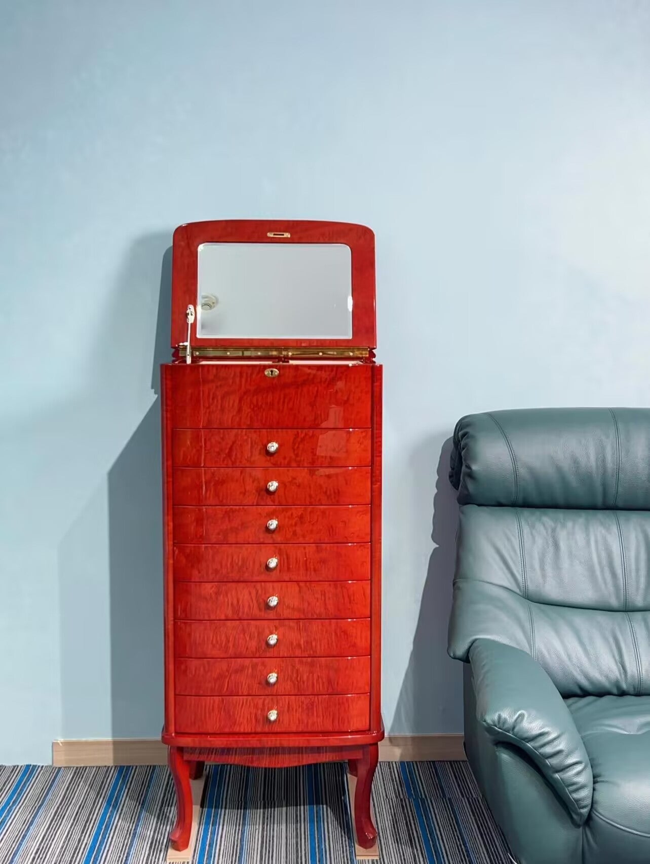 Villa Bedroom Art Solid Wood Floor-Standing Jewelry Cabinet