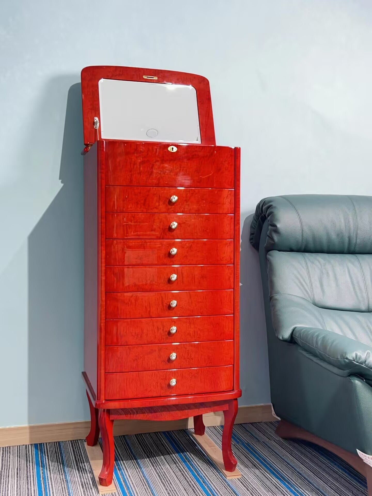 Villa Bedroom Art Solid Wood Floor-Standing Jewelry Cabinet