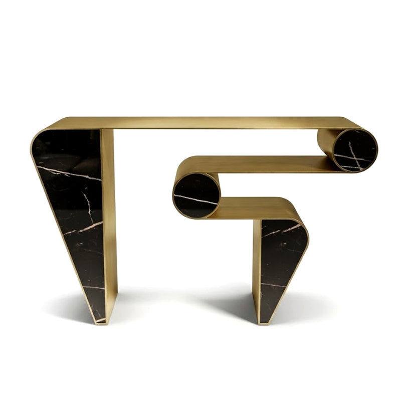 Kandinsky Italian-Style Creativity Black Gold Marble Designer Console