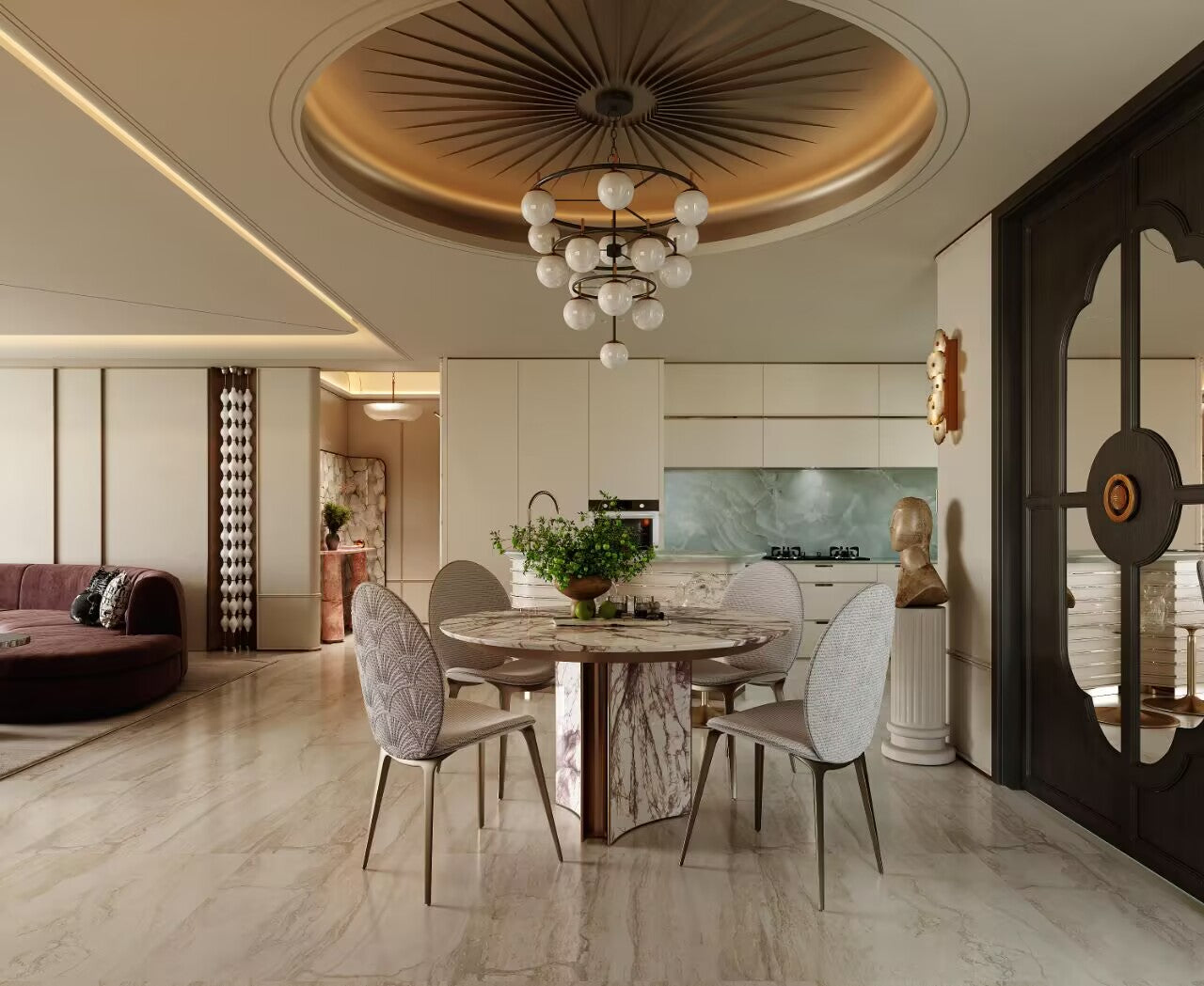 Kerwan Round Luxury Designer Artistic Creative Marble Dining Table