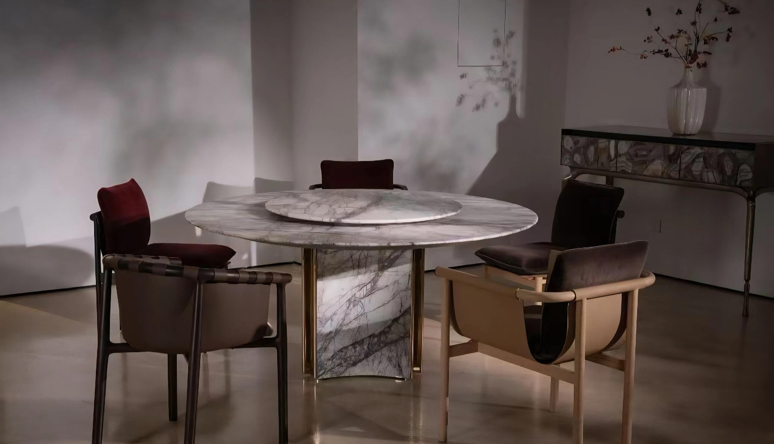 Kerwan Round Luxury Designer Artistic Creative Marble Dining Table