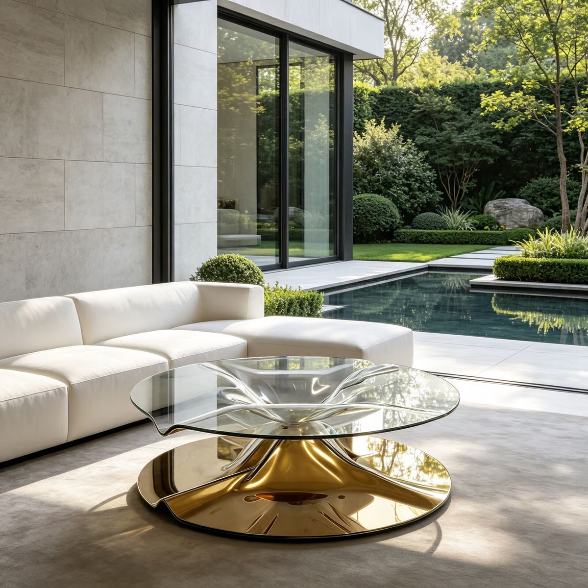 Kiera Living Room Designer Upscale Artistic Round Glass Coffee Table