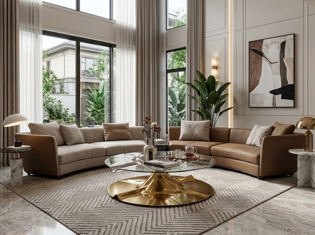 Kiera Living Room Designer Upscale Artistic Round Glass Coffee Table