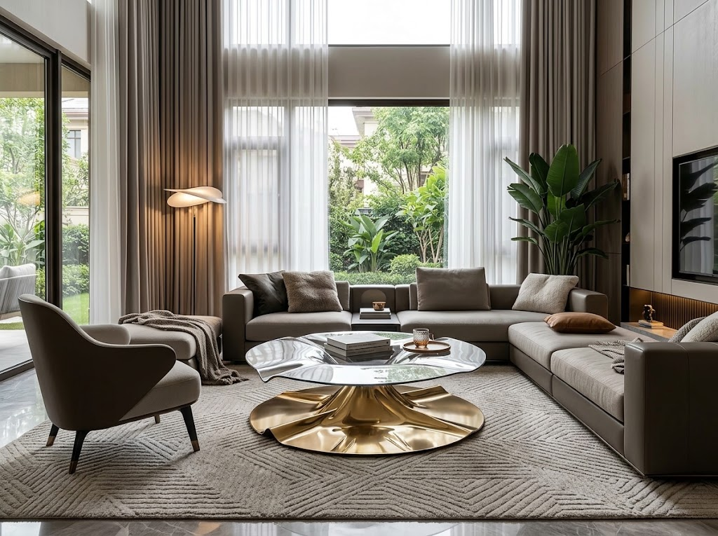 Kiera Living Room Designer Upscale Artistic Round Glass Coffee Table