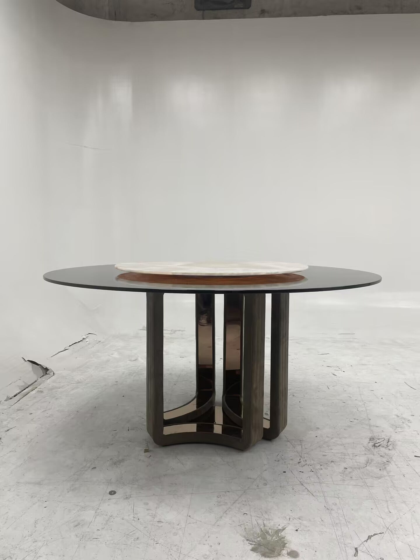 Kylo Modern Luxury High End Marble Art Frosted Leather Dining Table