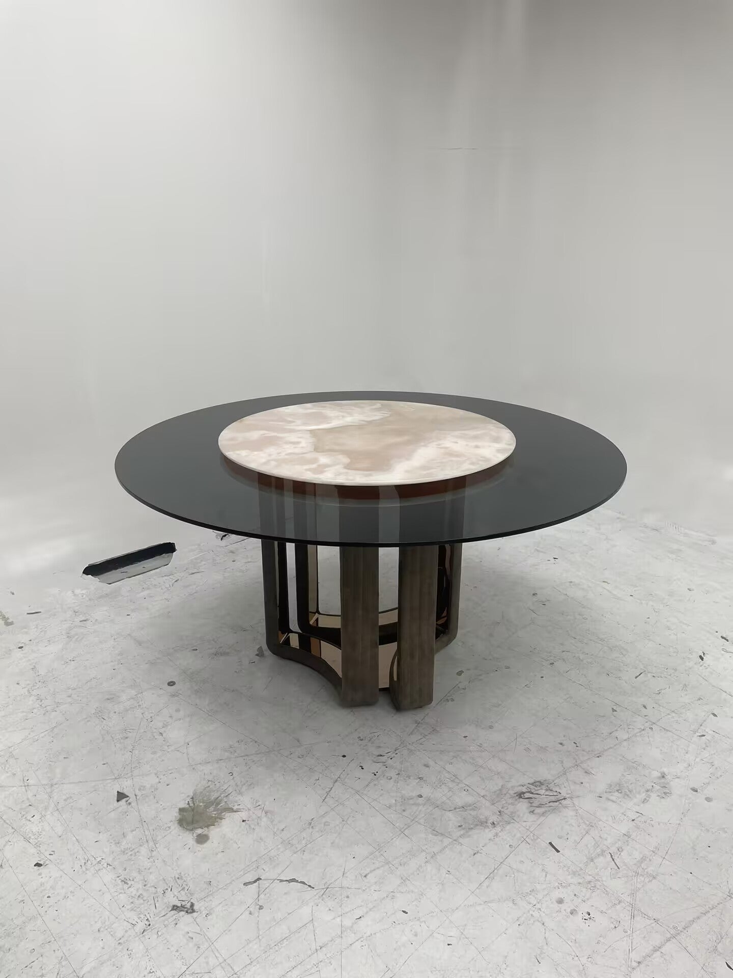 Kylo Modern Luxury High End Marble Art Frosted Leather Dining Table