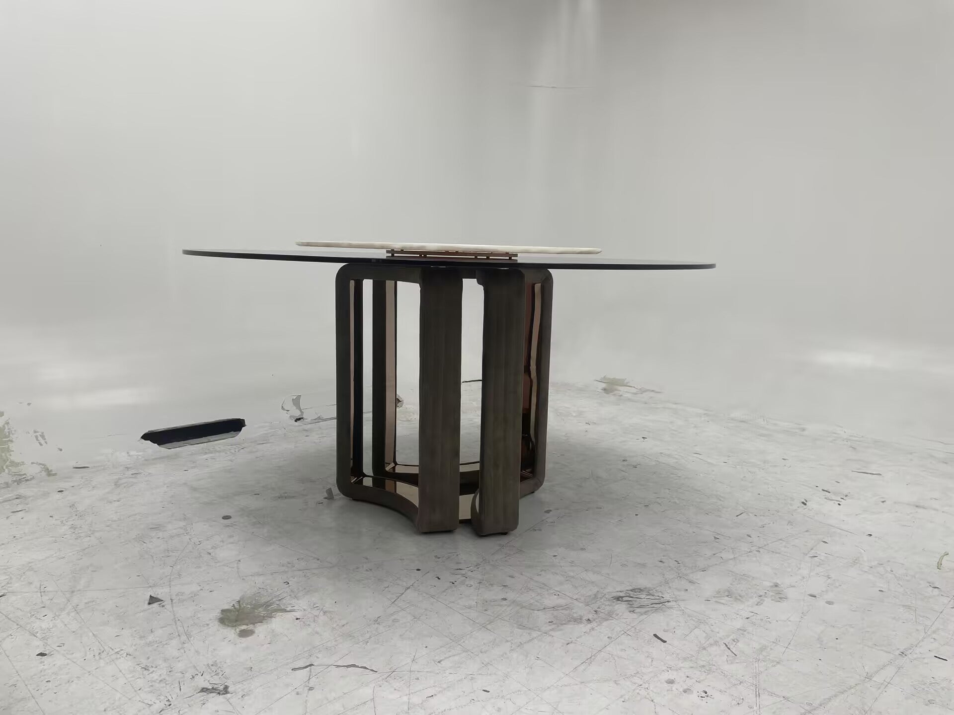 Kylo Modern Luxury High End Marble Art Frosted Leather Dining Table
