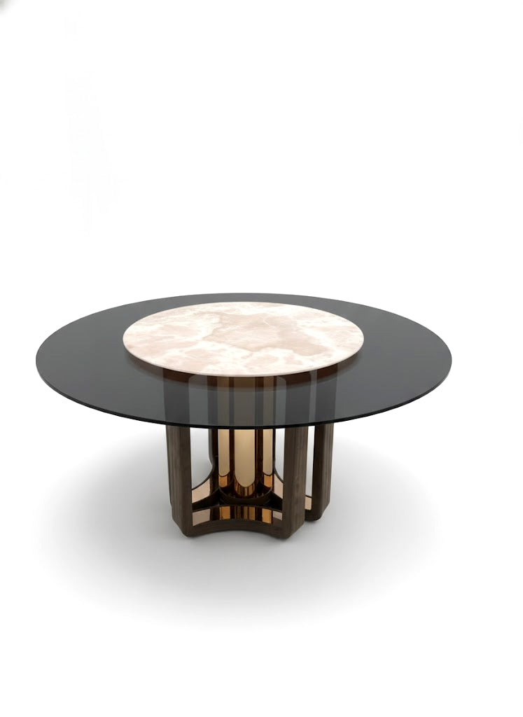 Kylo Modern Luxury High End Marble Art Frosted Leather Dining Table