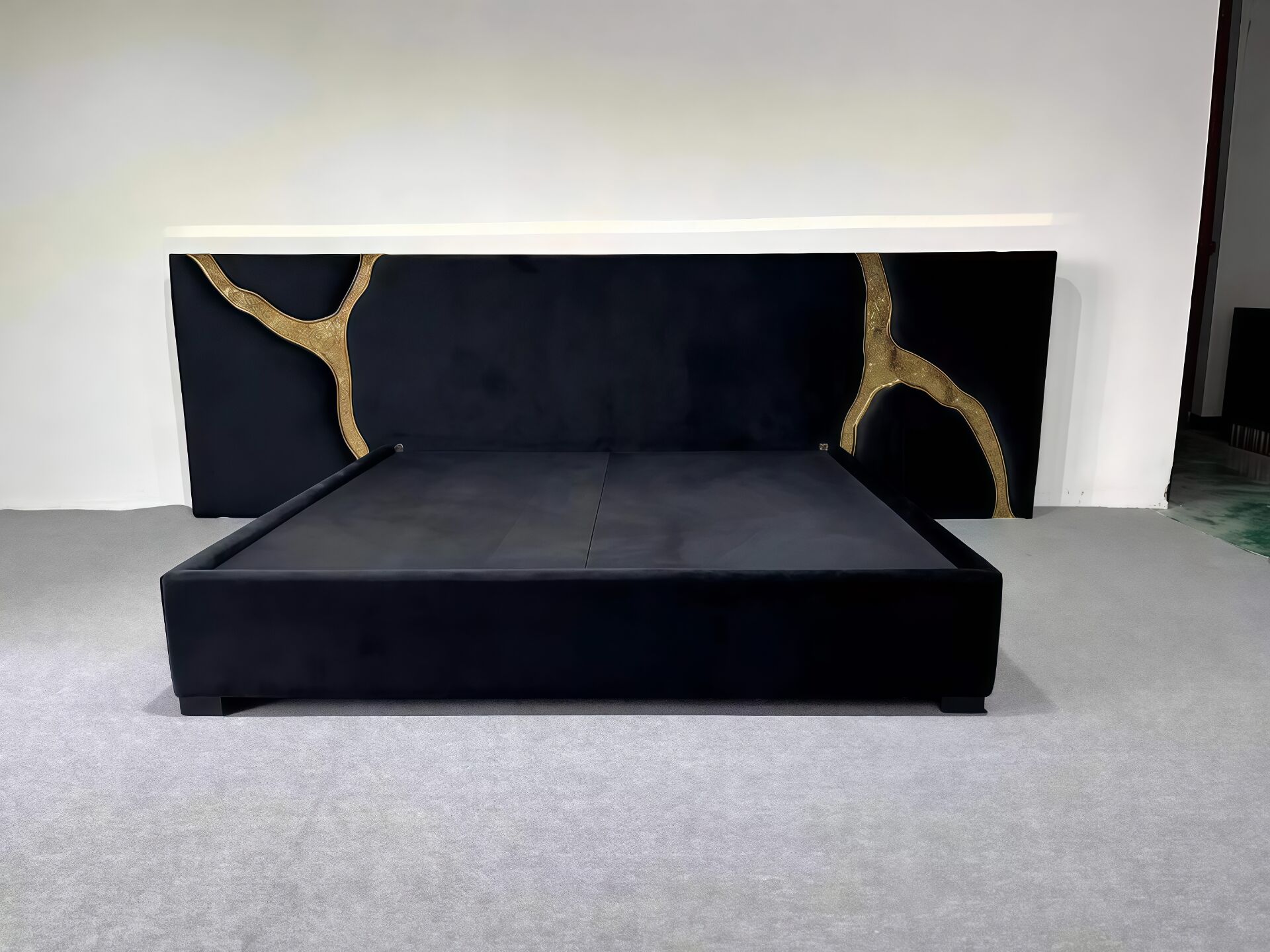 LAPIAZ BLACK Modern light luxury matte leather double bed