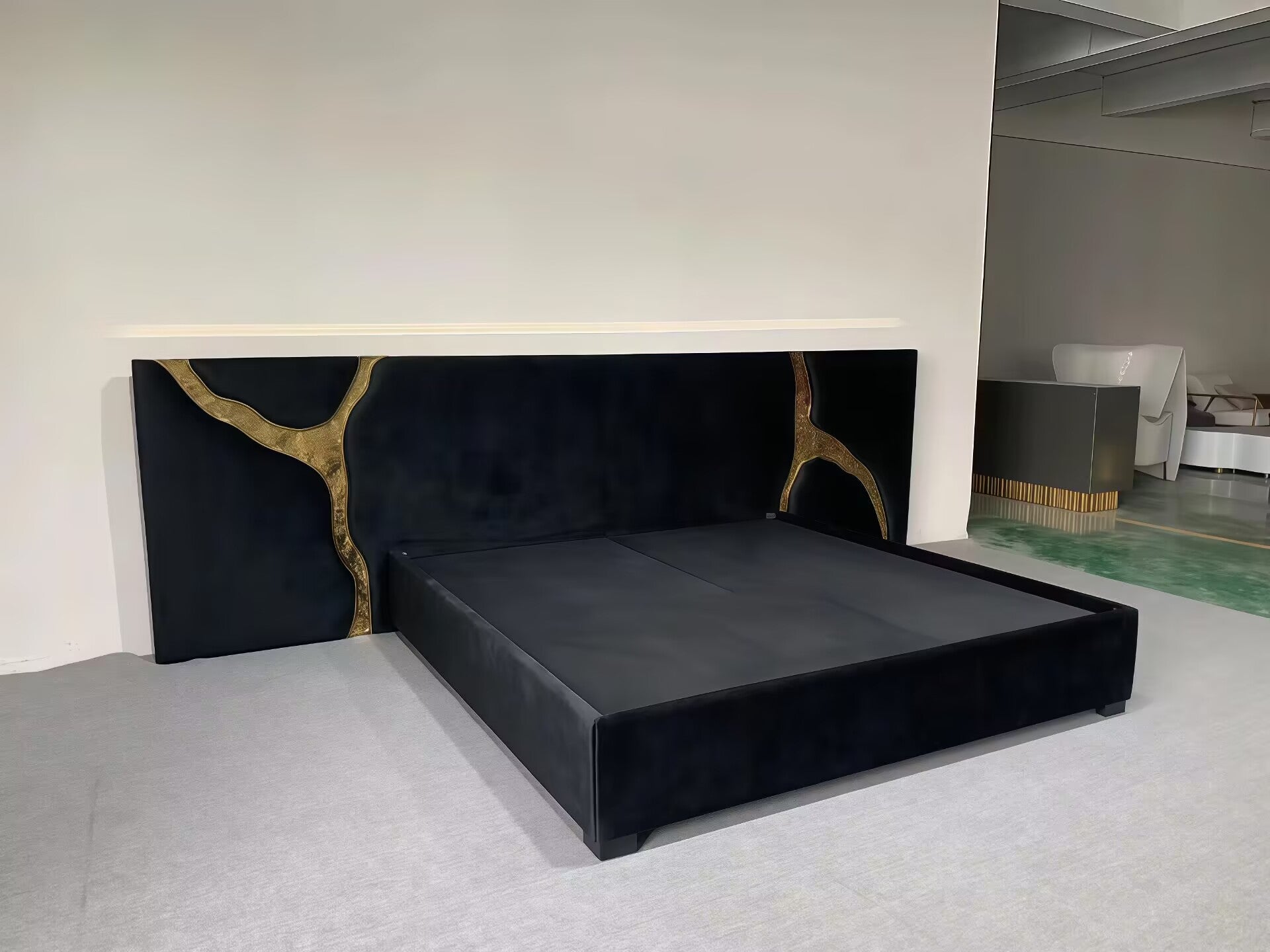 LAPIAZ BLACK Modern light luxury matte leather double bed