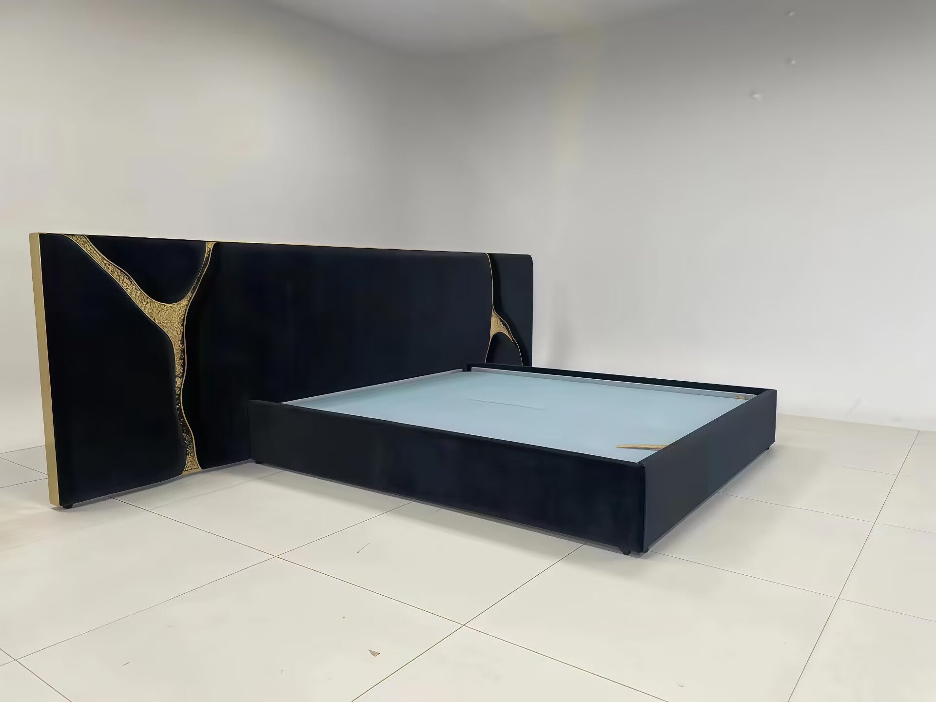 LAPIAZ BLACK Modern light luxury matte leather double bed