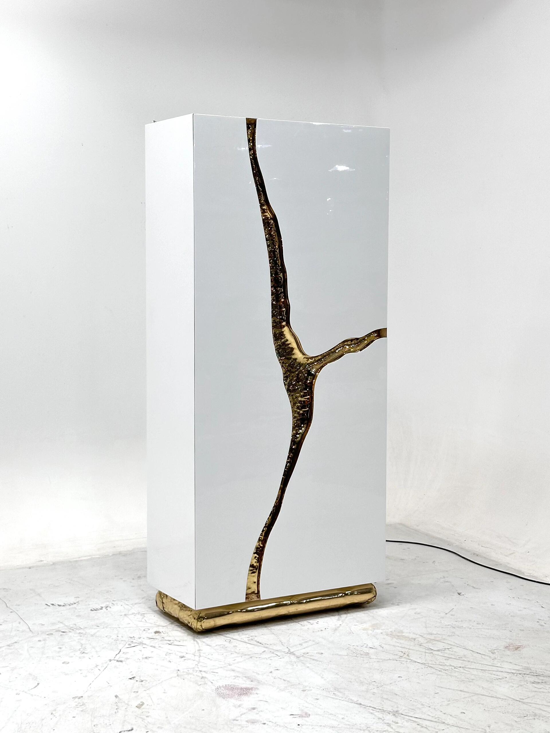 LAPIAZ Artistic creative brass crack solid wood cabinet
