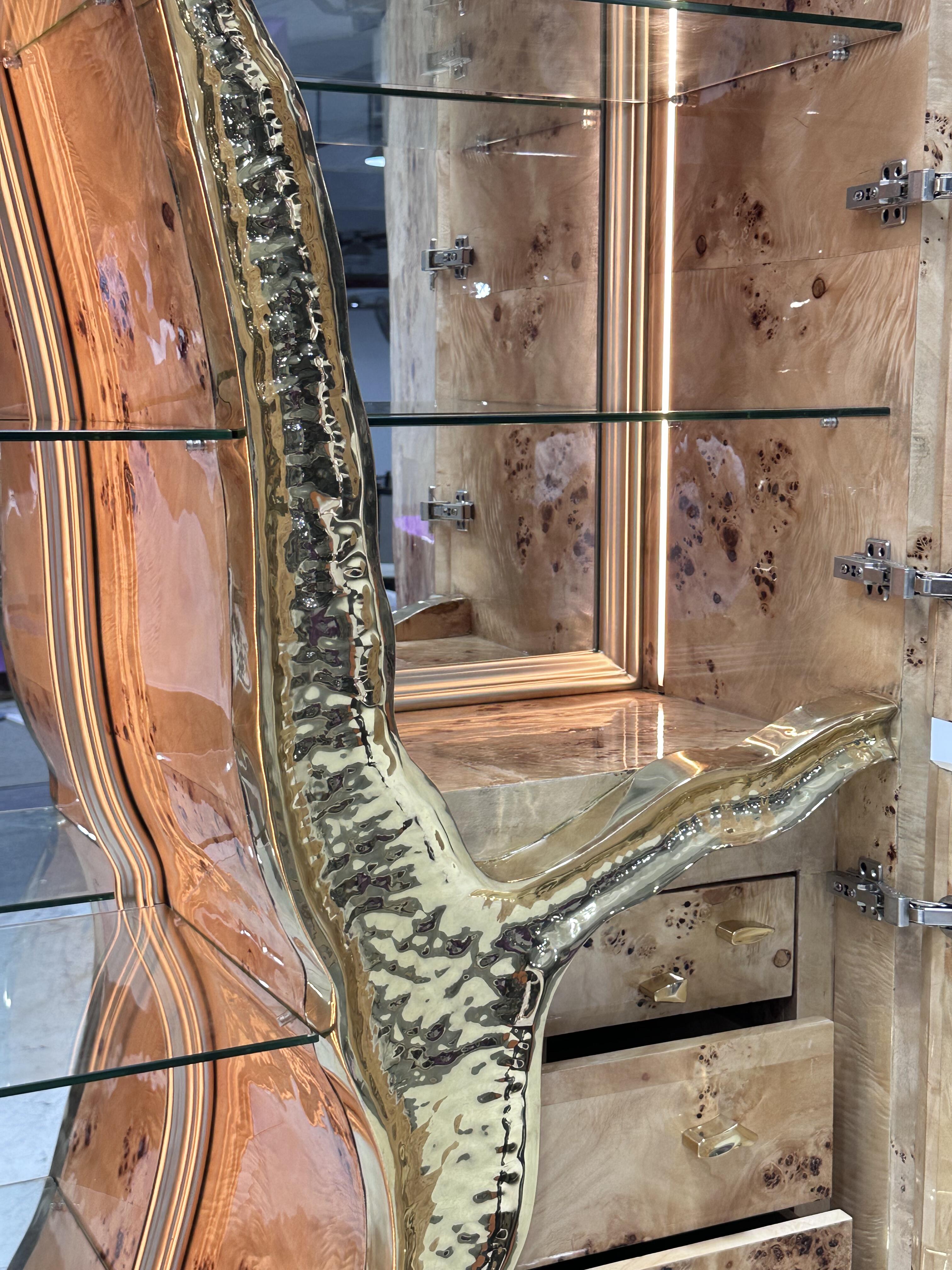 LAPIAZ Artistic creative brass crack solid wood cabinet