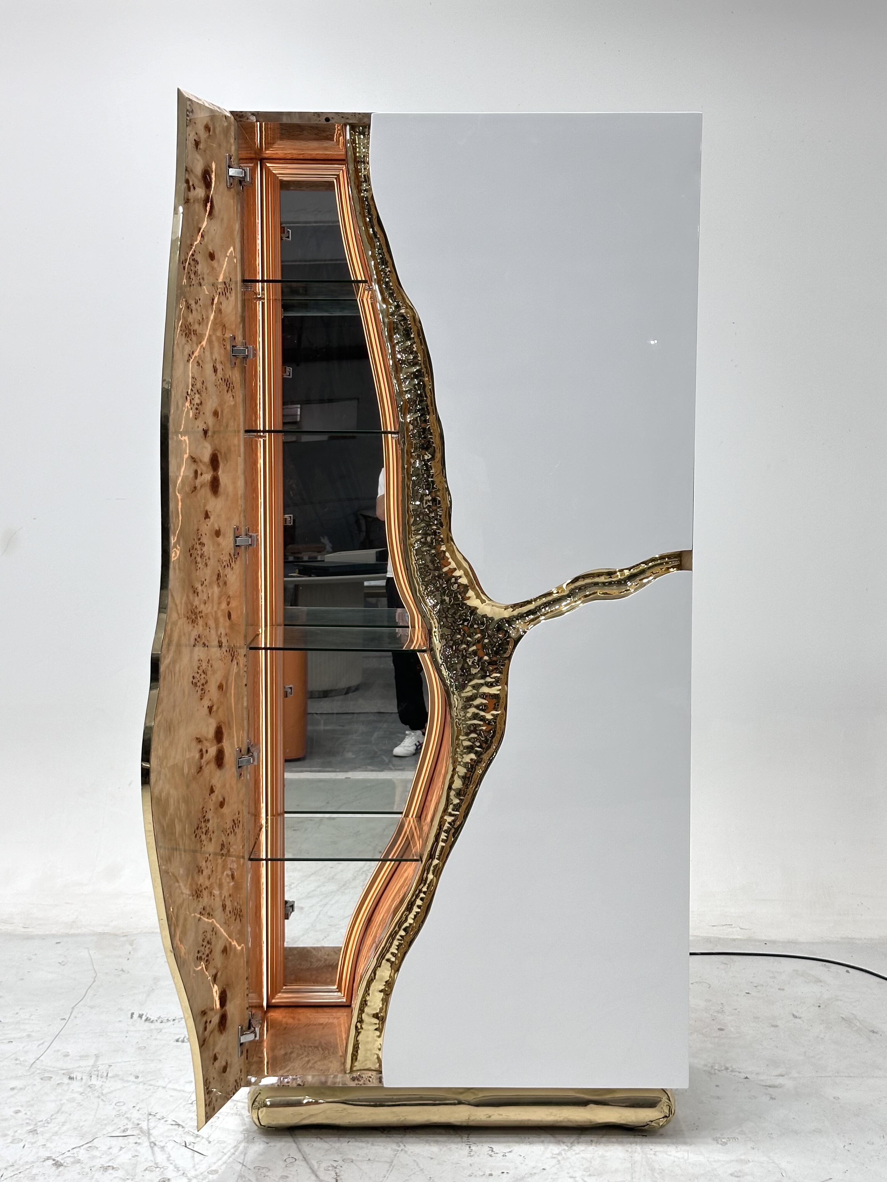 LAPIAZ Artistic creative brass crack solid wood cabinet