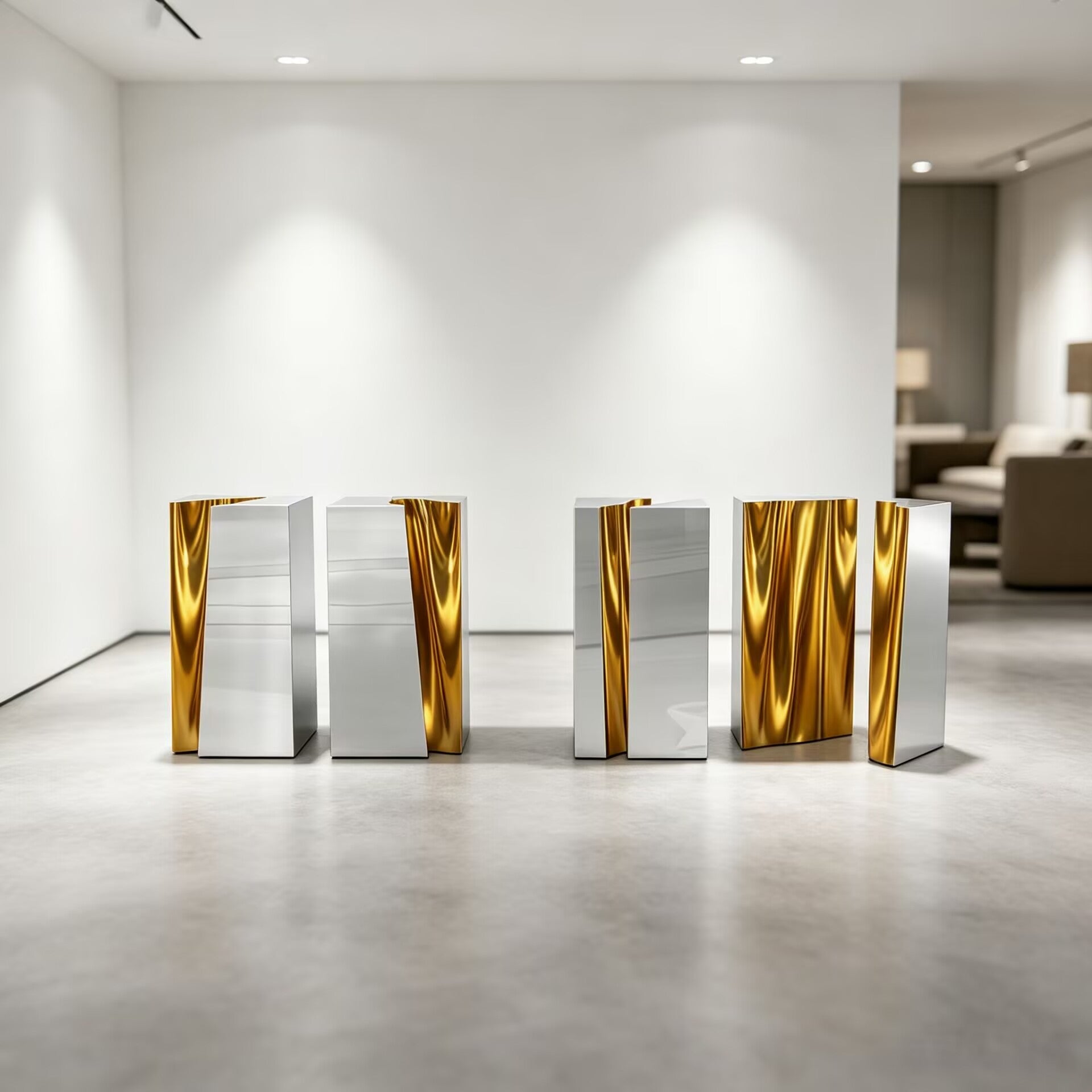 Lapiaz Modern Unique Artistic Solid Wood Metal Splitted Console