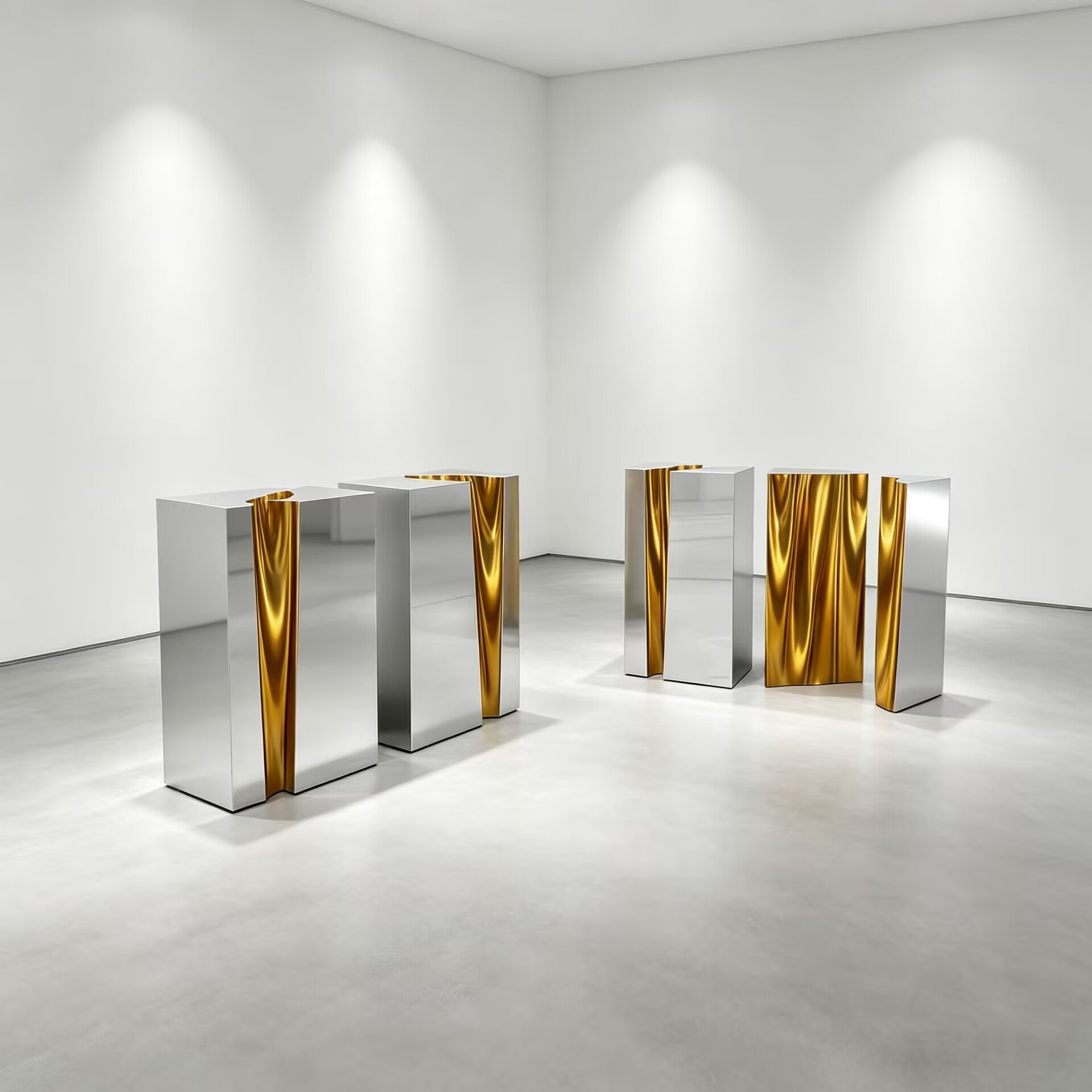 Lapiaz Modern Unique Artistic Solid Wood Metal Splitted Console