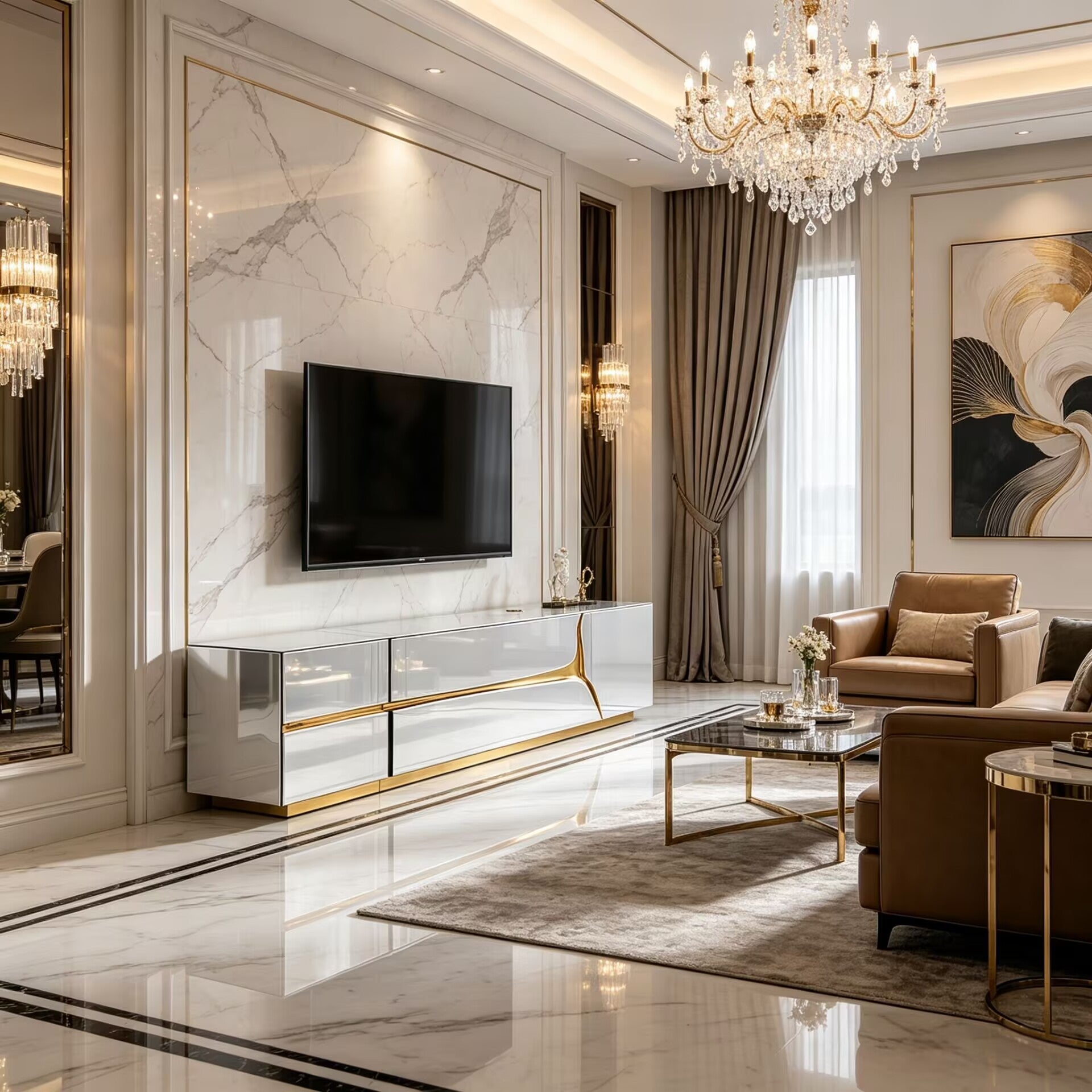 Lapiaz Italian High-End Solid Wood Artistic Metal Tv Cabinet