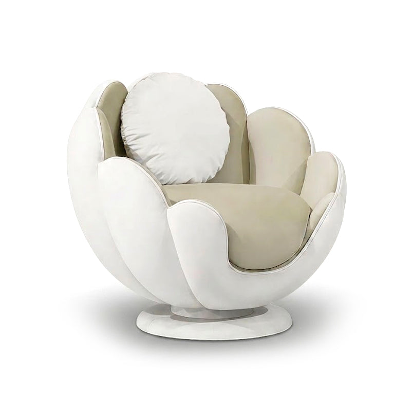 Lotus Art Unique Irregular Solid Wood Upscale Fabric Armchair