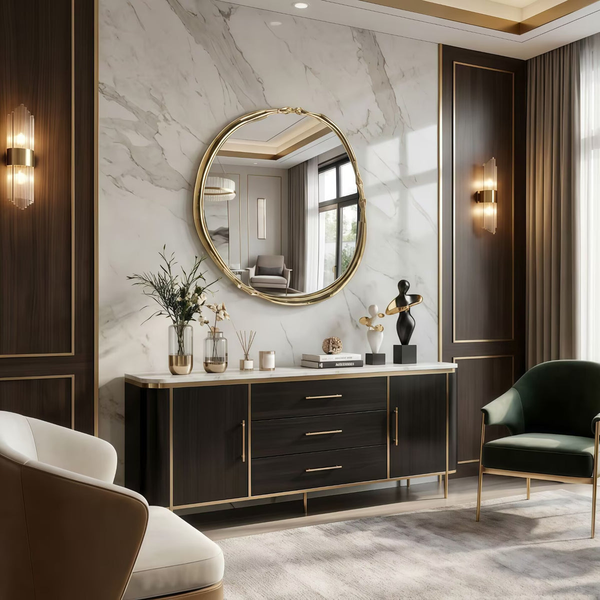 La Joie Italian High-End Irregular Unique Creativity Metal Decorative Mirror