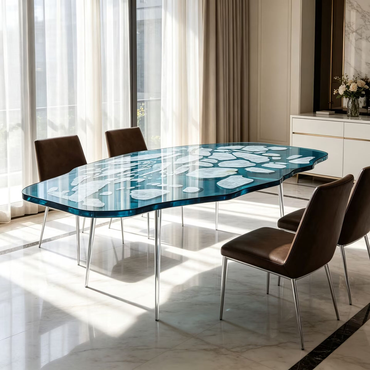 Larsen Unique Creativity Resin Irregular High-End Alabaster Dining Table