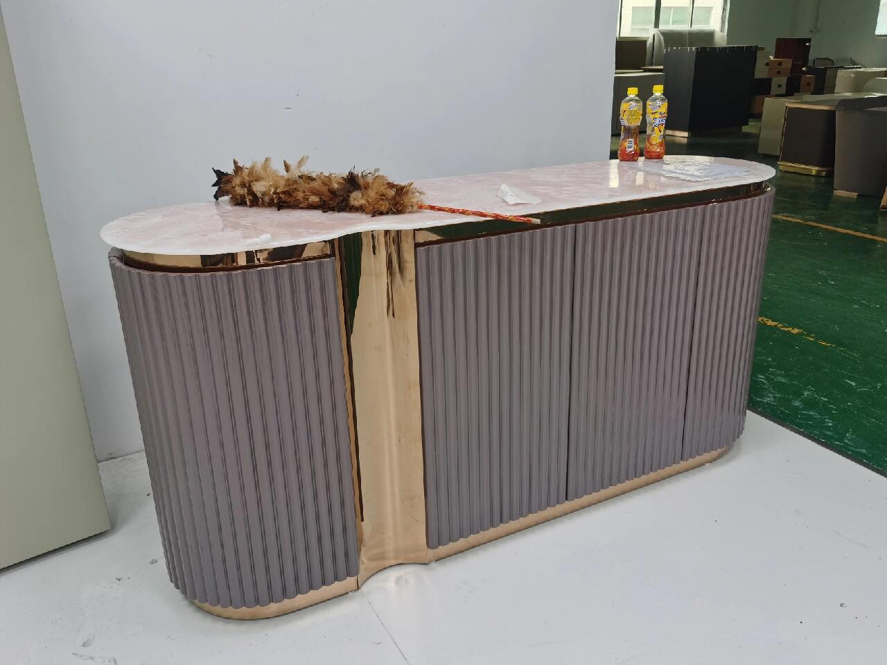 Leonardo Luxury Natural Marble Art Stainless Steel Sideboard