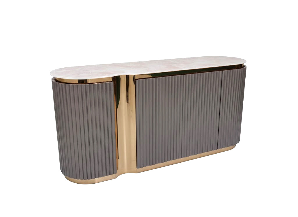 Leonardo Luxury Natural Marble Art Stainless Steel Sideboard