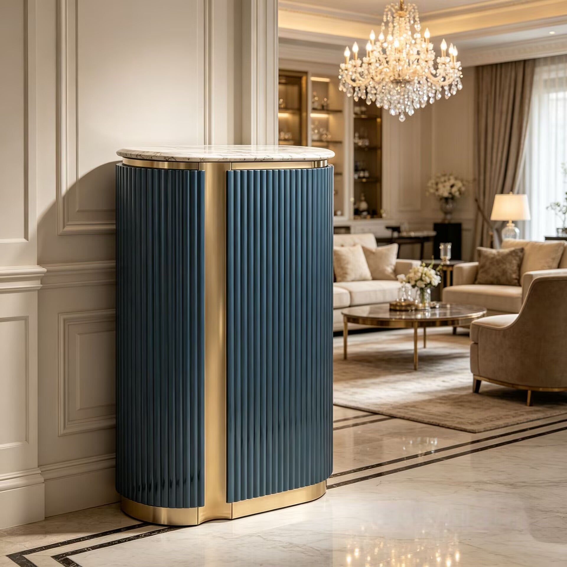 Leonardo Italian Designer Stainless Steel Decorative Wine Cabinet