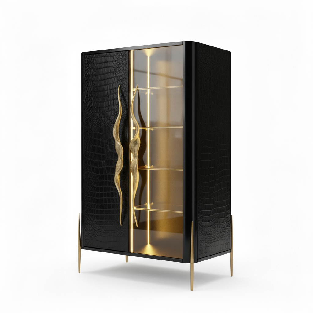 Luxurious and noble crocodile leather LED  Luna E17 wine cabinet
