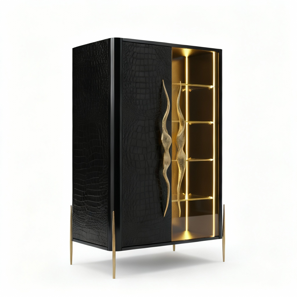 Luxurious and noble crocodile leather LED  Luna E17 wine cabinet