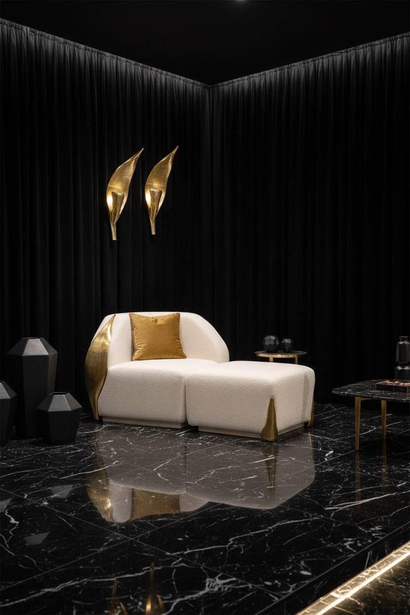 Luxury palm Brass decoration sofa Soft and comfortable living room furniture