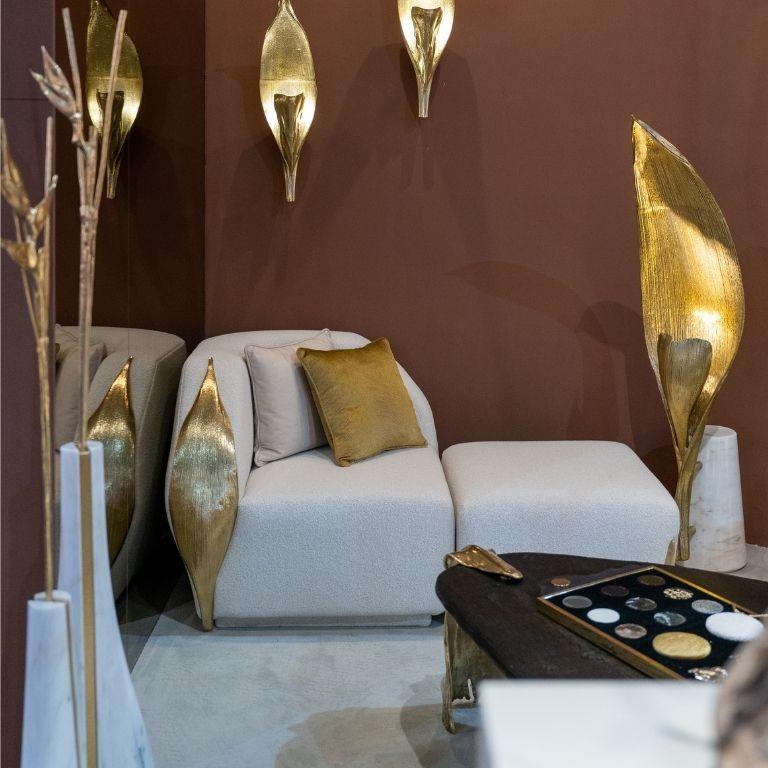 Luxury palm Brass decoration sofa Soft and comfortable living room furniture