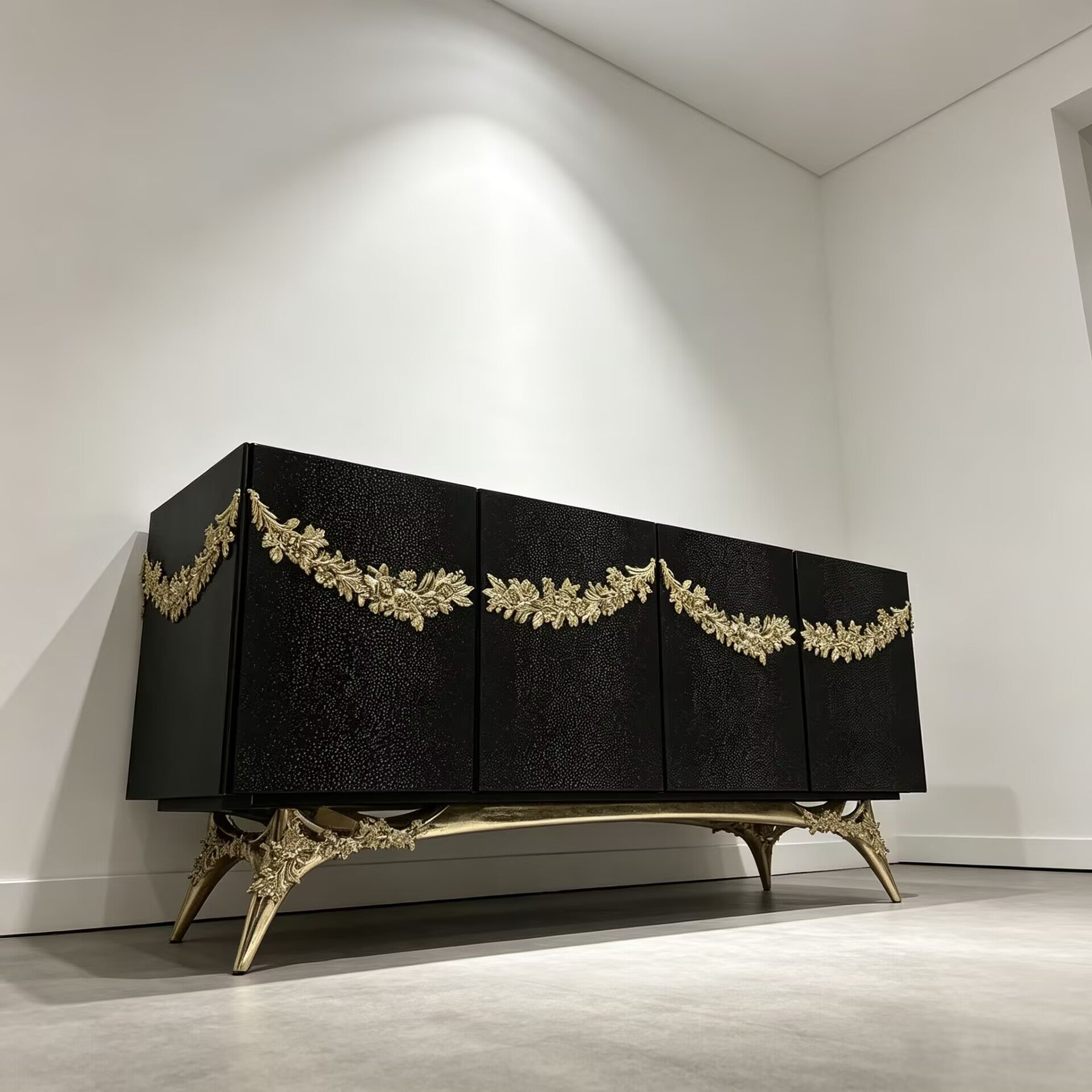 Majestic Unique Artistic Metal Relief Customize Leather Sideboard